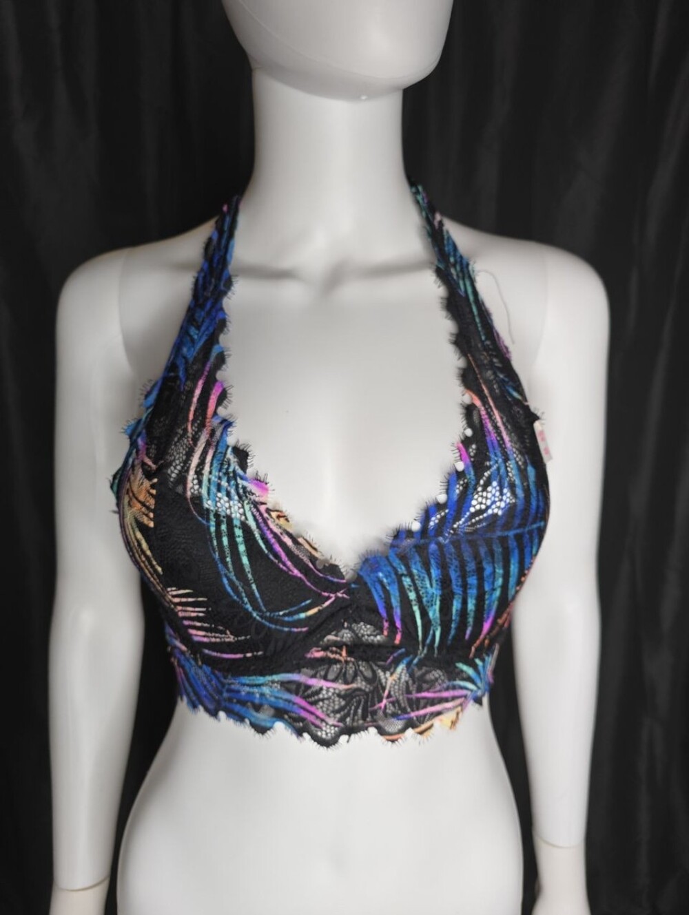 Black Multicolor Halter Bralette PINK Victoria's Secret Size XS